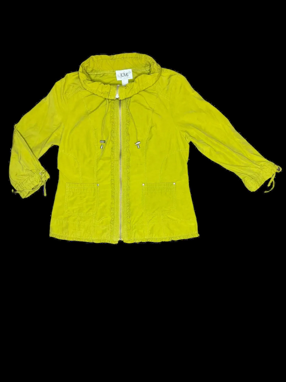 LAL Chartreuse Zip-Up Lightweight 3/4 Sleeves Jacket Medium